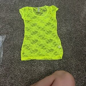 Bozzolo Neon Yellow Lace Top